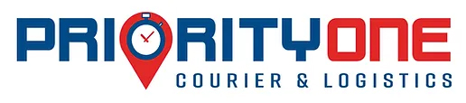 A blue and white logo for the company triton courier.