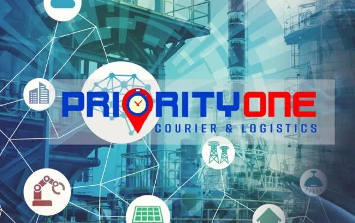 A picture of the logo for priority one courier and logistic.